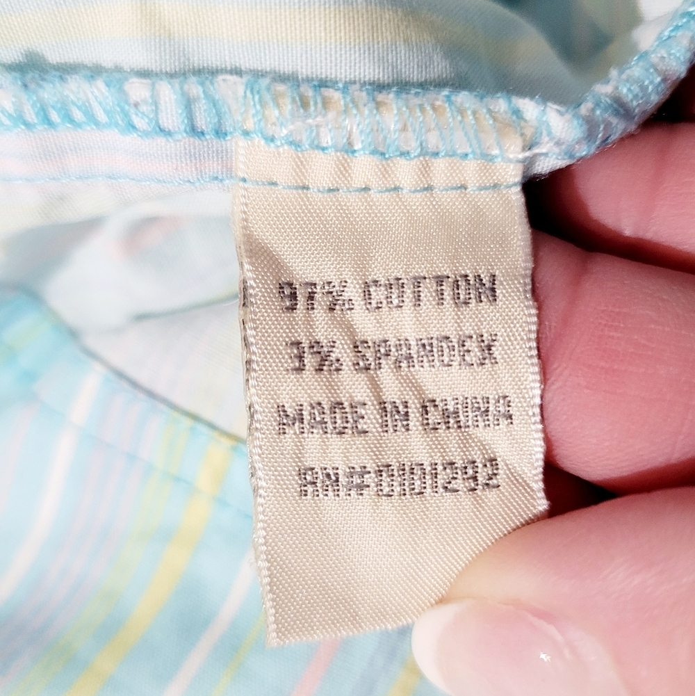 Lulu-B Women’s Button Front Jacket Shirt Pastel Stripe Cotton Blend Size Large - Picture 13 of 14